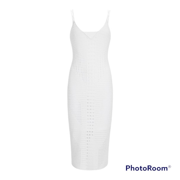 NWT Express Crochet V-Neck Midi Sweater Dress - Picture 8 of 8